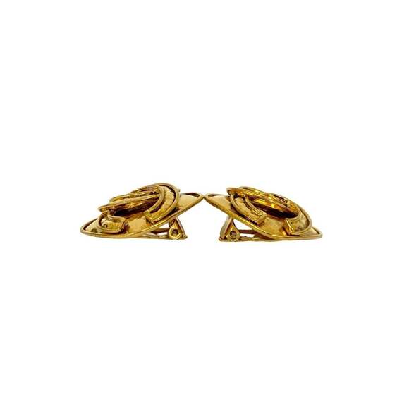 CHANEL Authentic Vintage Gold Logo Earrings
